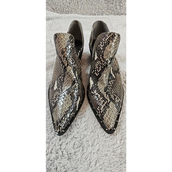 NEW CHARLES DAVID Womens Black Snakeskin Cutouts Parson Booties Pointed Toe Sz 7 - Picture 3 of 6